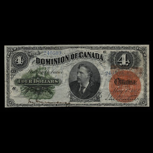 Canada, Dominion of Canada, 4 dollars : May 1, 1882