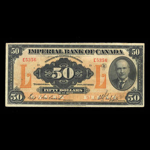 Canada, Imperial Bank of Canada, 50 dollars : November 1, 1923