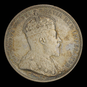 Canada, Edward VII, 25 cents : 1908
