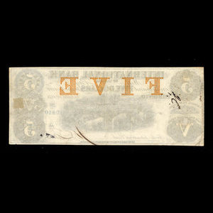Canada, International Bank of Canada, 5 dollars : September 15, 1858