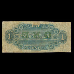 Canada, Molsons Bank, 1 piastre : October 1, 1855