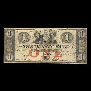 Canada, Quebec Bank, 1 dollar : November 1, 1858
