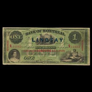 Canada, Bank of Montreal, 1 dollar : January 3, 1859