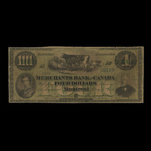 Canada, Merchants Bank of Canada (The), 4 dollars : May 2, 1870