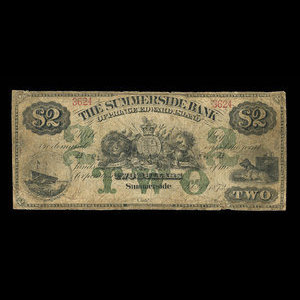 Canada, Summerside Bank of Prince Edward Island, 2 dollars : February 1, 1872