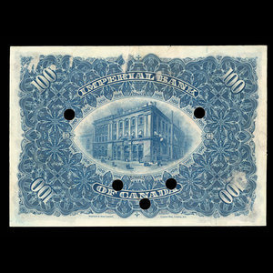 Canada, Imperial Bank of Canada, 100 dollars : January 2, 1907