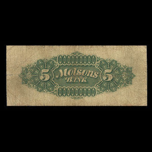 Canada, Molsons Bank, 5 dollars : July 2, 1901