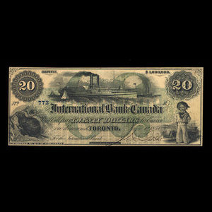 Canada, International Bank of Canada, 20 dollars : June 1, 1859