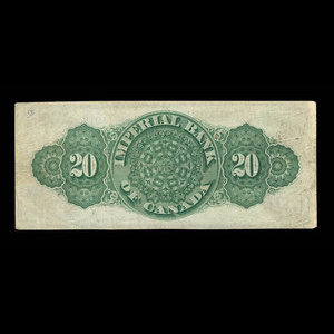 Canada, Imperial Bank of Canada, 20 dollars : November 1, 1876
