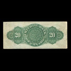 Canada, Imperial Bank of Canada, 20 dollars : November 1, 1876