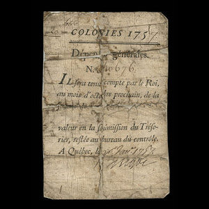 Canada, French Colonial Authorities, 20 sols : January 1, 1757