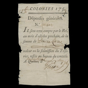 Canada, French Colonial Authorities, 12 livres : November 1, 1759