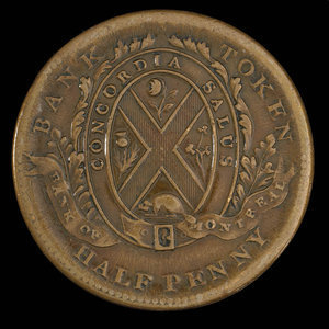 Canada, Bank of Montreal, 1/2 penny : 1838