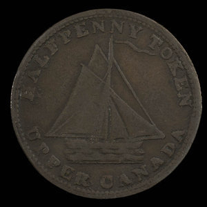 Canada, unknown, 1/2 penny : 1821