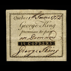 Canada, George King, 12 coppers : June 1, 1772