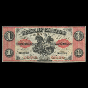 Canada, Bank of Clifton, 1 dollar : September 1, 1861
