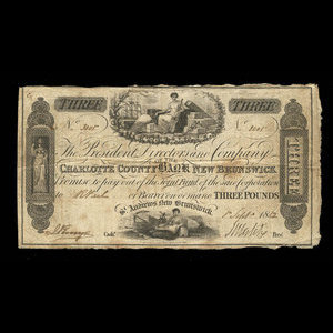 Canada, Charlotte County Bank, 3 pounds : September 1, 1832