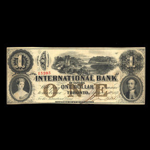 Canada, International Bank of Canada, 1 dollar : September 15, 1858