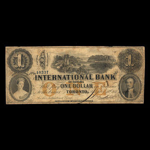 Canada, International Bank of Canada, 1 dollar : September 15, 1858