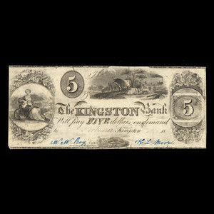 Canada, Kingston Bank, 5 dollars : 1838