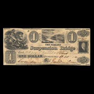 Canada, Niagara Suspension Bridge Bank, 1 dollar : October 13, 1840
