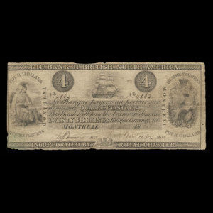 Canada, Bank of British North America, 4 dollars : January 1, 1841