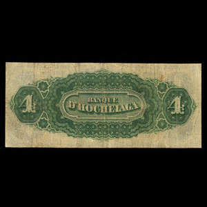 Canada, Banque d'Hochelaga, 4 piastres : January 2, 1874