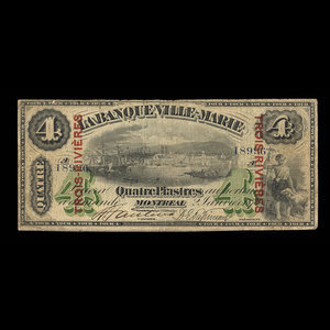 Canada, Banque Ville-Marie, 4 dollars : January 2, 1873