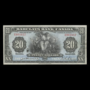 Canada, Barclays Bank, 20 dollars : September 3, 1929