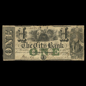 Canada, City Bank (Montreal), 1 dollar : August 1, 1861