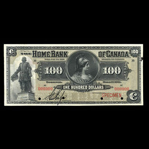 Canada, Home Bank of Canada, 100 dollars : March 1, 1904