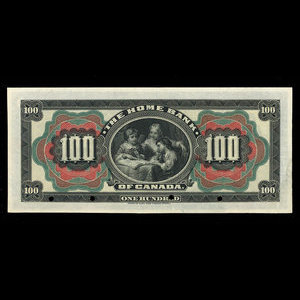 Canada, Home Bank of Canada, 100 dollars : March 1, 1904