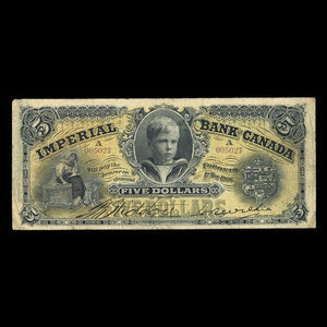 Canada, Imperial Bank of Canada, 5 dollars : May 1, 1906