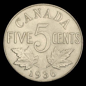 Canada, George V, 5 cents : 1936