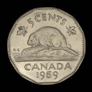 Canada, Elizabeth II, 5 cents : 1959