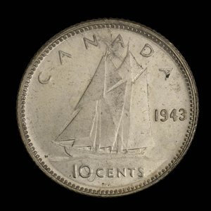 Canada, George VI, 10 cents : 1943