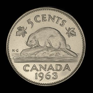Canada, Elizabeth II, 5 cents : 1963