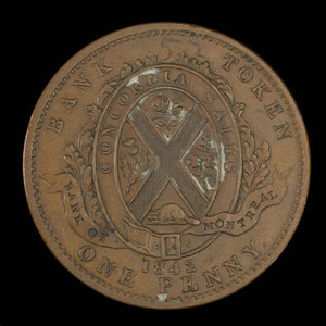 Canada, Bank of Montreal, 1 penny : 1842