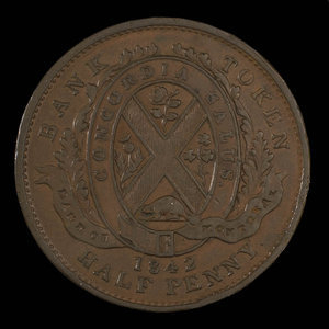 Canada, Bank of Montreal, 1/2 penny : 1842