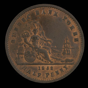 Canada, Quebec Bank, 1/2 penny : 1852