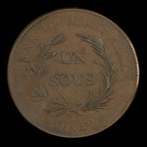 Canada, Bank of Montreal, 1 sou : 1838