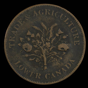 Canada, Bank of Montreal, 1 sou : 1838