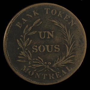 Canada, Bank of Montreal, 1 sou : 1838