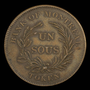 Canada, Bank of Montreal, 1 sou : 1838