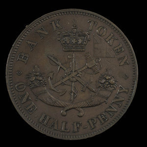 Canada, Bank of Upper Canada (York), 1/2 penny : 1854