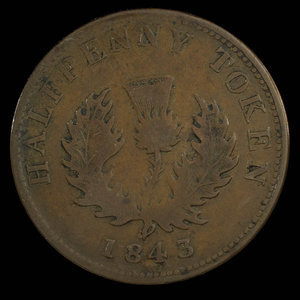 Canada, Province of Nova Scotia, 1/2 penny : 1843