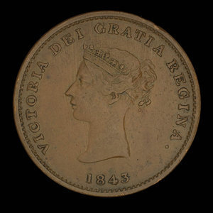 Canada, Province of New Brunswick, 1/2 penny : 1843