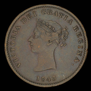 Canada, Province of New Brunswick, 1/2 penny : 1843