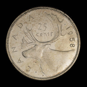 Canada, Elizabeth II, 25 cents : 1958