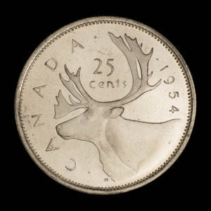 Canada, Elizabeth II, 25 cents : 1954